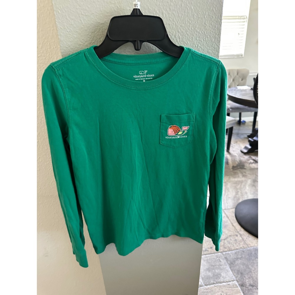 Vineyard Vines Kids Green St Patricks Day Long Sleeve Pocket TShirt Size M 10-12
